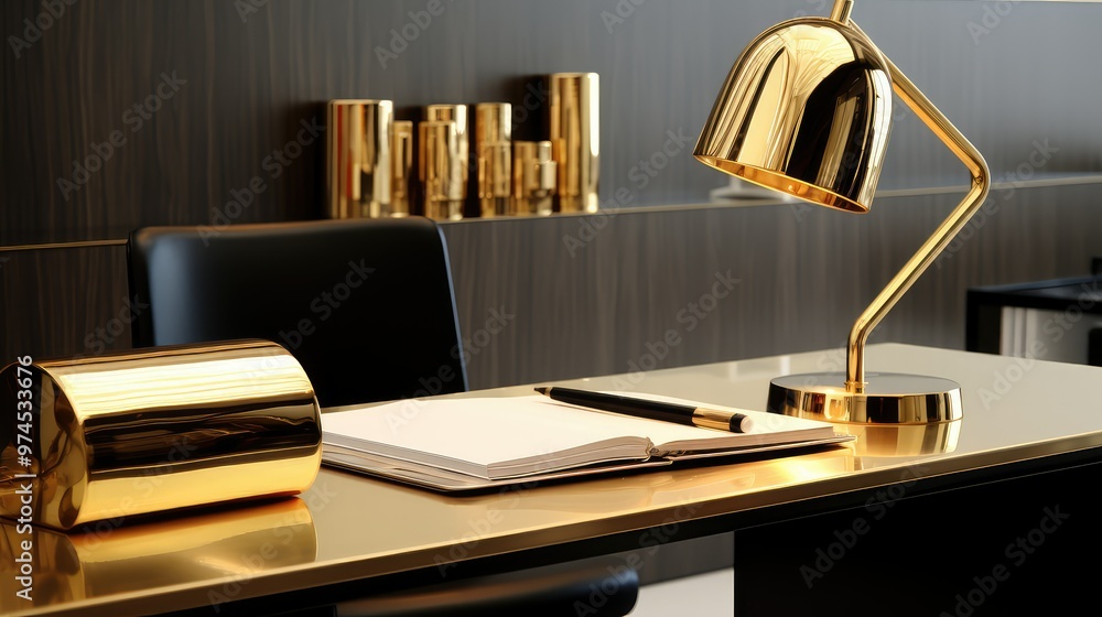 Poster elegant office desk gold