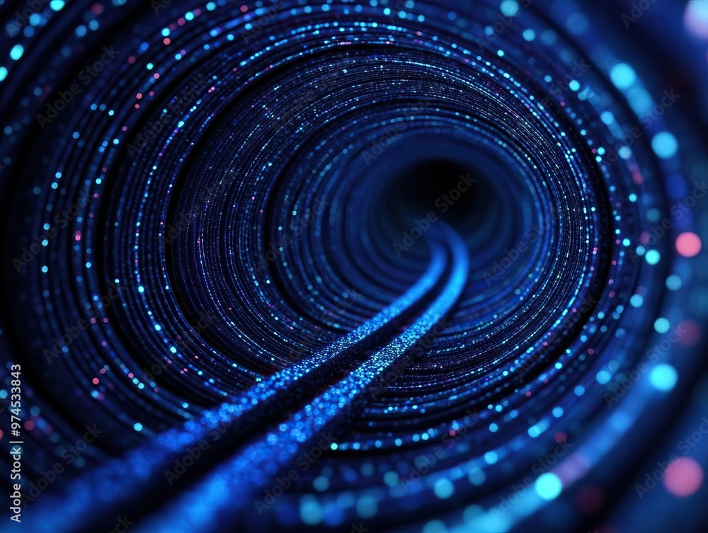 Aufkleber a captivating view of a swirling, illuminated tunnel filled with vibrant blue and purple particles, 