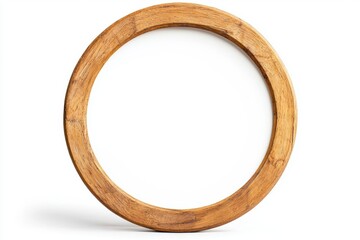 A round wooden frame with a deep profile, perfect for framing mirrors or artwork, isolated on white background
