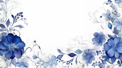 patterns blue floral border