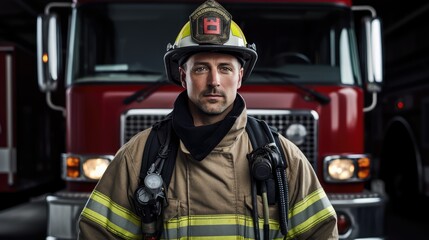 bravery firefighter on white