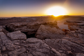landscape of the valley of the moon in Atacama, Chile
