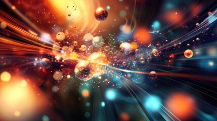 Obraz premium An abstract depiction of a scientific breakthrough, with particles and light trails illustrating discovery.