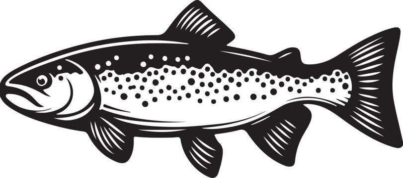 recommend clip art: Trout fish silhouette design vector art illustration