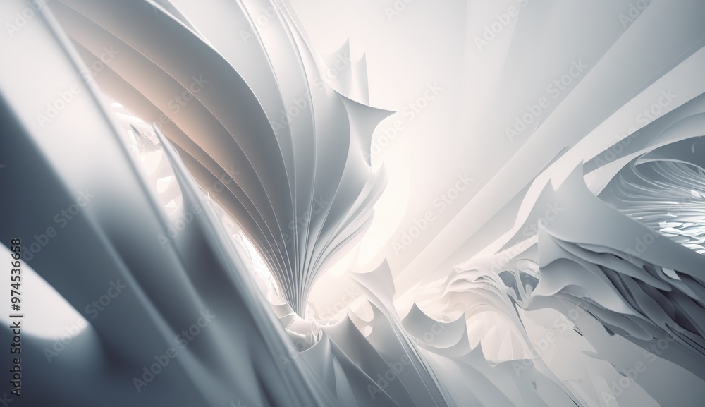 Poster abstract waves of white fabric create dynamic textures under soft light