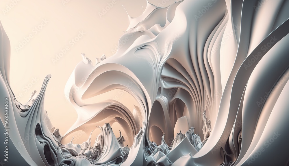 Poster abstract waves of white fabric create dynamic textures under soft light