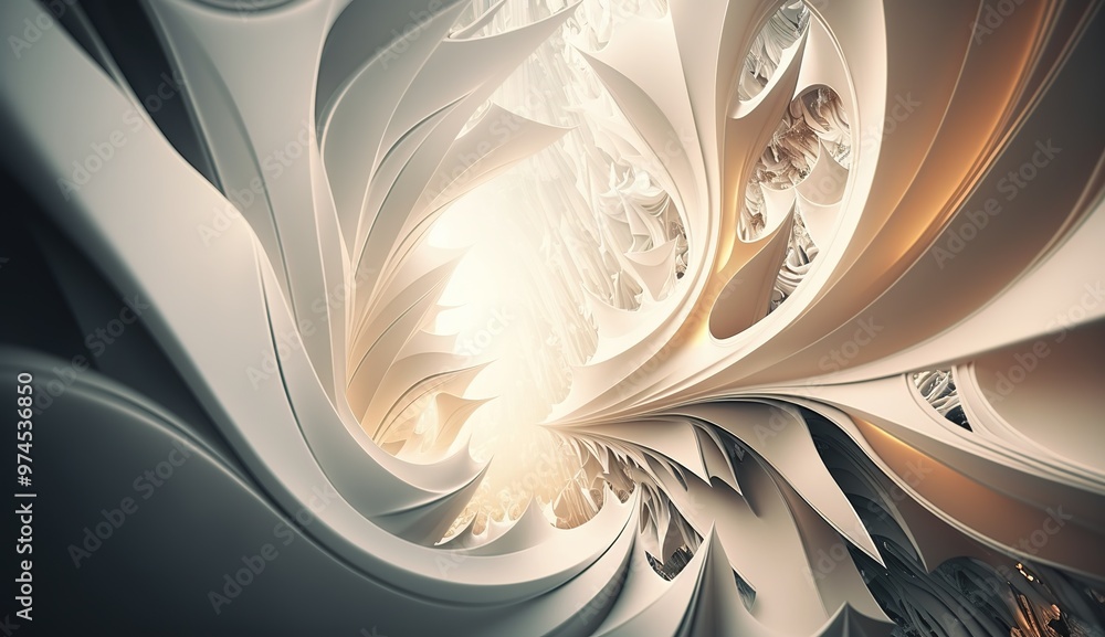 Aufkleber abstract waves of white fabric create dynamic textures under soft light
