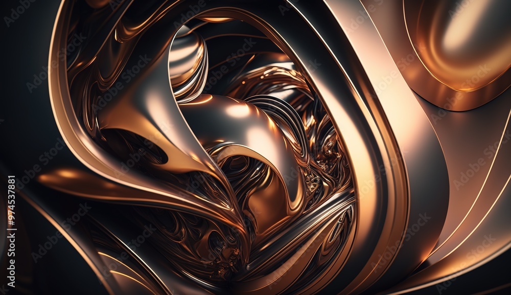Poster abstract close-up of a futuristic textured surface featuring intricate patterns and metallic element