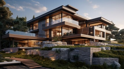 Fototapeta premium terraces large house exterior
