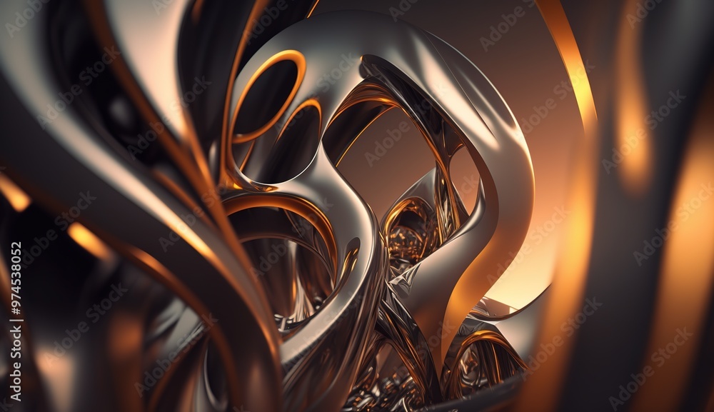 Poster abstract close-up of a futuristic textured surface featuring intricate patterns and metallic element