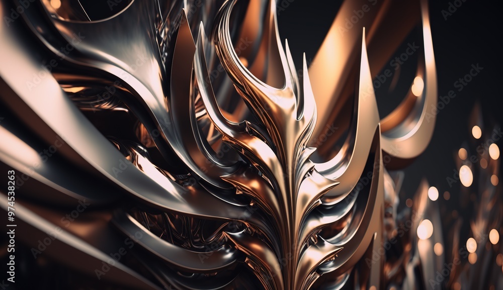 Poster abstract close-up of a futuristic textured surface featuring intricate patterns and metallic element