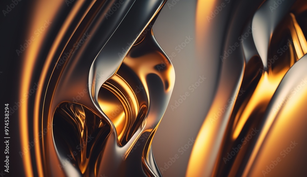 Poster abstract close-up of a futuristic textured surface featuring intricate patterns and metallic element
