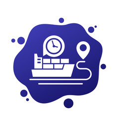 cargo ship, freight shipping time vector icon