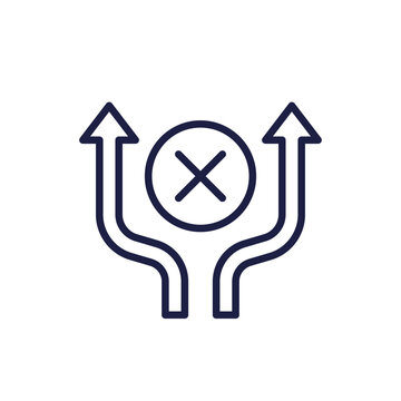 detour line icon with arrows on white