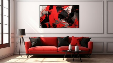 composition red black pattern
