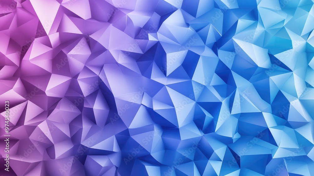 Aufkleber geometric abstract art with a gradient effect, blending triangles and rectangles in shades of blue a