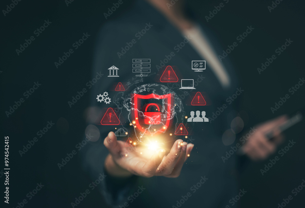 Poster cybercrime prevention concepts. personal information security and online data protection. transactio