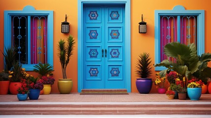 blue door with sidelights