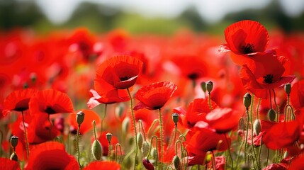Obraz premium nature red poppy field