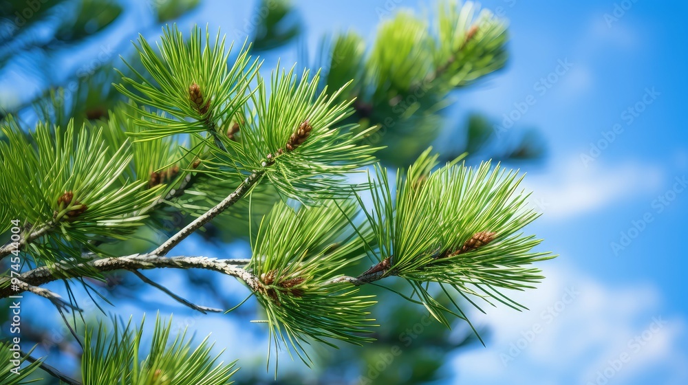 Poster sky pine tree close up