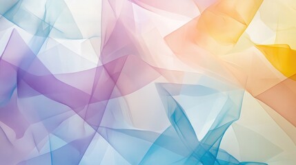 Overlapping translucent geometric shapes in soft pastel colors, creating a sense of lightness and transparency