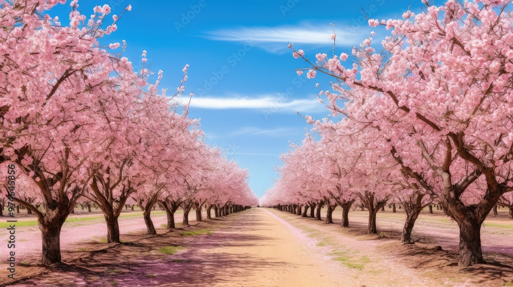 Poster flowers almond trees