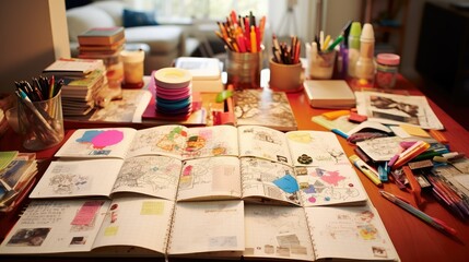 Obraz premium statiery notebook on table