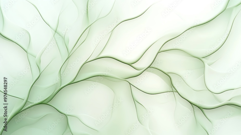 Poster elegant abstract background with flowing green waves, ideal for calming designs and nature themes in