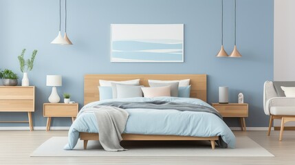 minimalist light blue room