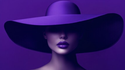 Elegant woman in purple hat, fashion concept