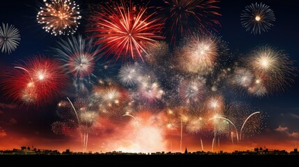 panoramic fireworks on white