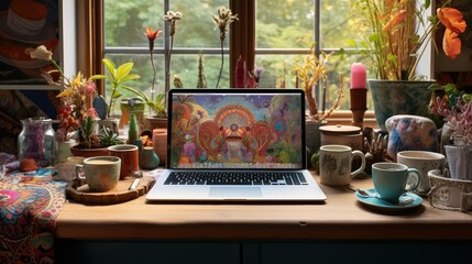 wall home office desk coffee