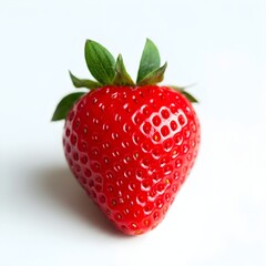 A perfect strawberry isolated on a white background.