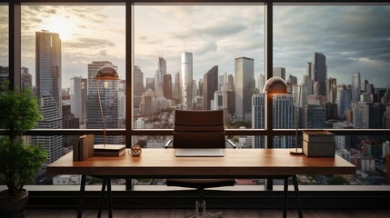 Fototapeta premium sleek office desk window