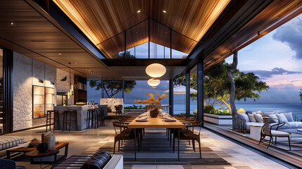 Fototapeta premium interior livingroom design tropical modern home