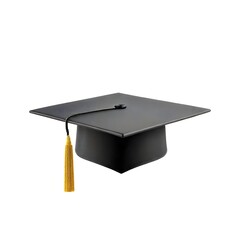 graduation cap and diploma on white