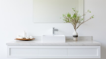 sleek white bathroom vanity