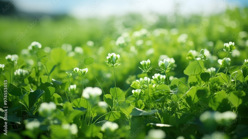 Poster meadow green flower background