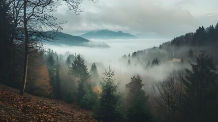 misty morning in the mountains