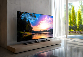 Fototapeta premium View of HD TV LCD Monitor on a Beautiful background
