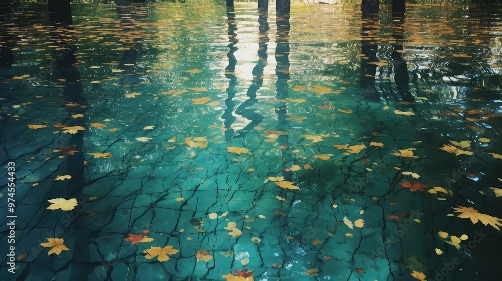 Sticker water pool leaves