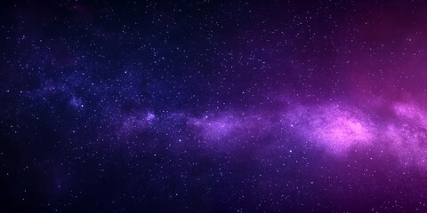 The Milky Way in space, a night sky full of stars. A night sky illuminated by stars, the bright Milky Way, and a soft purple glow. A beautiful space background with a starry sky and the vast universe.
