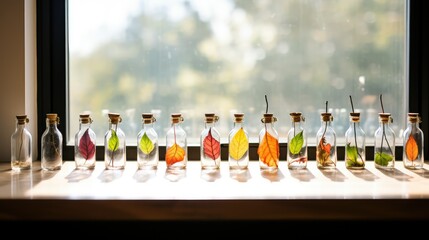 windowsill bottle leaves
