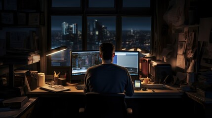 night man computer office