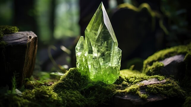 peridot green crystals