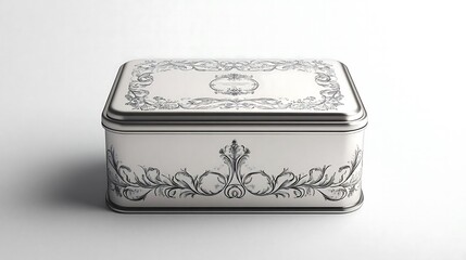 Ornate Silver Box with Floral Design