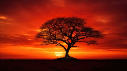Fototapeta premium tree sunset red