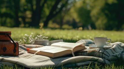 Fototapeta premium picnic coffee book
