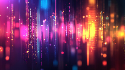 Abstract glowing vertical lines and particles on a technology background, perfect for science, technology, and digital data themes