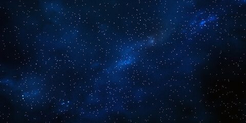 Obraz premium The Milky Way in space, a night sky full of stars. A night sky illuminated by stars, the bright Milky Way, and a soft blue glow. A beautiful space background with a starry sky and the vast universe.